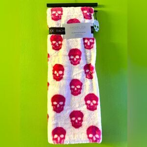 RACHEL ZOE Hot Pink SKULL Faux fur throw Blanket
